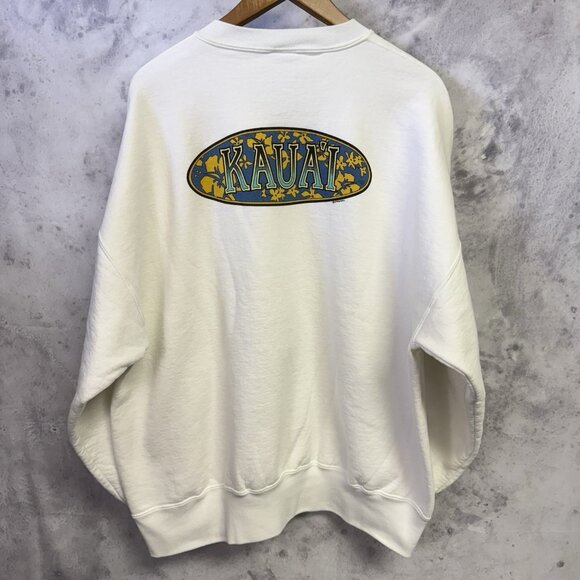 Vintage Crazy Shirts Kauai Crew Neck Sweatshirt Mens XL 26x27.5 White Hawaii - Picture 2 of 13